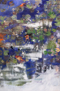 乐青萍 JOY AMONG THE DUCKWEEDS 150X100 CM   布面油画 OIL ON CANVAS   2020 (收藏于上海 COLLECTED IN SHANGHAI)