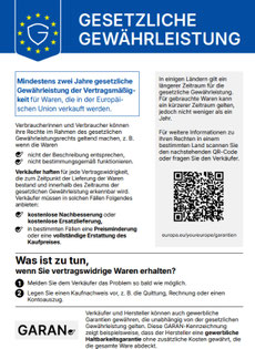 gesetzliches Gewährleistungslabel mit QR-Code zur EU-Info-Seite
