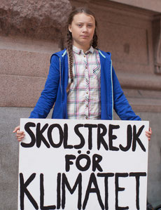 Greta Thunberg (15) vor dem schwedischen Parlament in Stockholm. Foto: Anders Hellberg, creativecommons.org/licenses/by-sa/4.0/deed.en
