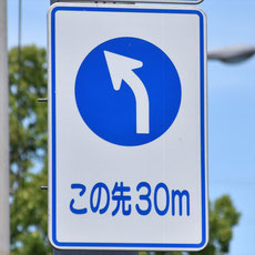 異形矢印標識(指定方向外進行禁止)。岡山県倉敷市にある。
