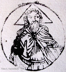 Signo tabellionis del notaio Giovanni di Salvo con l'immagine dello "Spirito Santo", 1656 (foto S. Farinella©)