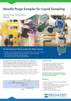 Liquid sampling Needle purge - Needle purge liquid sampler - Mechatest bottle sampler MBS-A5 - closed sampling Hydrocarbon liquids - Dopak DPM