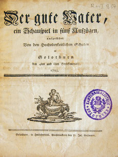 Programmheft von 1793. Sammlung Zentralbibliothek Solothurn, Sign. 867 7