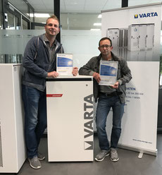 Tobias Barth und Kai Lippold von der Elektro Barth GmbH - Zertifizierter Installateur für VARTA Energiespeichersysteme