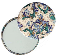 Taschenspiegel, Handspiegel, Button,59 mm,Florentiner Papier Ornamente blau gold