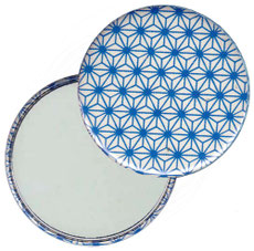 Taschenspiegel, Handspiegel, Button,59 mm,Chiyogami Yuzen Papier,Sternenmuster,hellblau