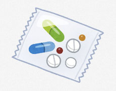 袋に包まれている薬 イラスト