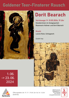 Einladungskarte GEDOK-Ausstellung Dorit Bearach im Juni 2024 mit Motiv Dark Chocolate, 2021
