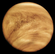 Ultraviolett-Aufnahme der Venusatmosphäre, aufgenommen von der Pioneer-Venus 1 am 26. Februar 1979.