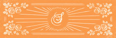 Cette image représente un visuel vintage, en orange et blanc, qui illustre le logo, la lettre S des Sabots d'Isa qui irradie