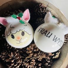 Druckatelier46 - Weihnachtskugeln personalisiert mit Namen Schaf