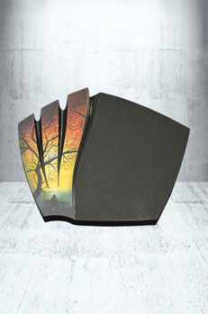 Grabplatte Airbrush-Ornament Baum mit Bank