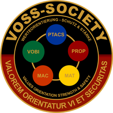 VOSS-Society Logo mit den sechs Kompetenzbereichen MAT, MAC, PROP, PTACS, IFA und VOBI
