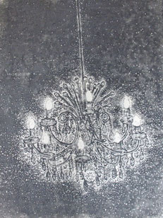 chandelier2 木版画 50x37cm