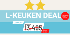 Goedkope comfort L-keukens in onze outlet showroom