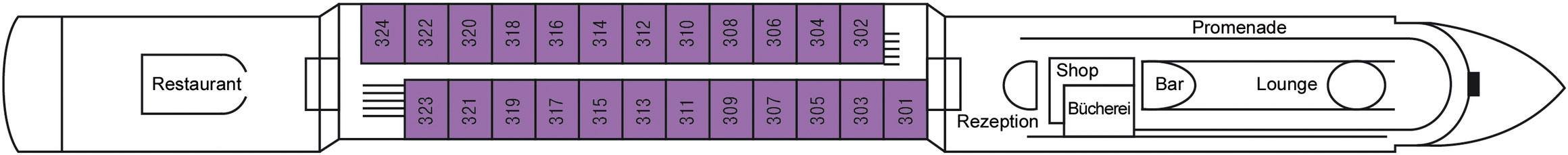 MS Crucebelle Oberdeck