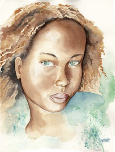 tableau portrait aquarelle Afrique Cap vert