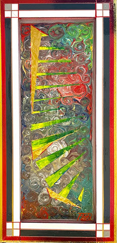 Abstraktes Kunstwerk „Tribalismus“ mit archaischen Symbolen und erdigen Strukturen. Ausdruck von Zugehörigkeit, Identität und kulturellem Ursprung. Modernes Tribal-Art-Gemälde mit spirituellem Tiefgang.