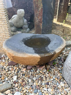 巨大　縁先手水鉢　立鉢　つくばい　夏目 立手水鉢③ 天然石　国産 水鉢 - すみ商