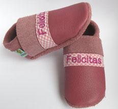 Babyschuhe in altrosa handgemacht UNI mit Namen!