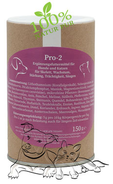 Pro-2 Naturkraft von Reico Vital, Pro-2 Kräutermischung für Skelett, Wachstum, Stärkung, Trächtigkeit, Säugen.