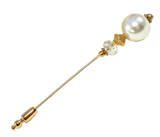 Fibule ou épingle à chapeau en perle blanche