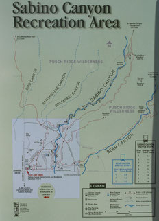 Sabino Canyon Map, Karte Sabino Canyon Recreation Area