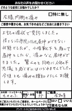 左膝内側の痛み