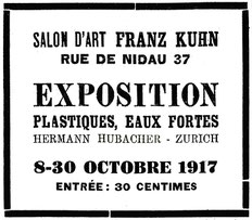 Hubacher im Kunstsalon Kuhn. Inserat vom Journal du Jura, 15. 10. 1917