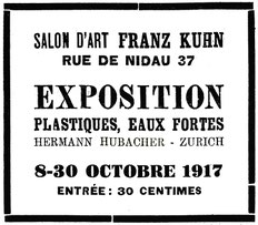 Hubacher im Kunstsalon Kuhn. Inserat vom Journal du Jura, 15. 10. 1917