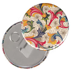 Flaschenöffner  Flaschenöffner-Rückseite mit Neodym-Magnet  59 mm  Florentiner Papier Ornamente bunt gold