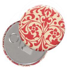 Flaschenöffner  Flaschenöffner-Rückseite mit Neodym-Magnet  59 mm  ,Carta Varese Papier,Ornamente rot  