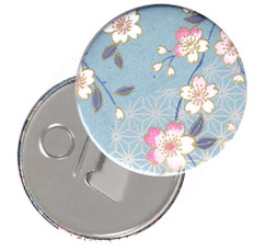 Flaschenöffner  Flaschenöffner-Rückseite mit Neodym-Magnet  59 mm  ,Kirschblüten hellblau rosa 