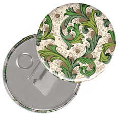 Flaschenöffner  Flaschenöffner-Rückseite mit Neodym-Magnet  59 mm  Florentiner Papier Ornamente grün  gold