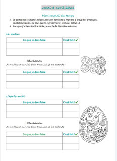 Ecole Classe Distanciel Outils pour le maitre cycle2 cycle3 emploi du temps organisation travail maison