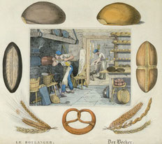 Illustration d'un manuel scolaire - Le boulanger