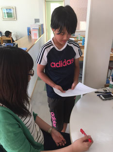 作成した文章を自ら読みます。
