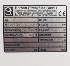 Streckfuss C 150 Typenschild