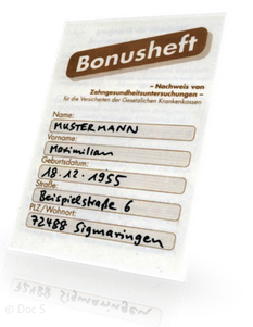 Bonusheft: Bares Geld bei Zahnersatz sparen durch regelmäßige Untersuchungen beim Zahnarzt (© Doc S)