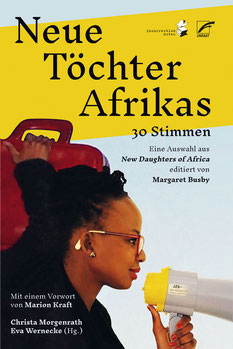 Das Cover von "Neue Töchter  Afrikas" zeigt eine Frau mit Megaphon.
