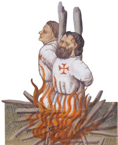 Bûcher de Jacques de Molay et de Geoffroy de Charnay, le 18 (ou 11) mars 1314.