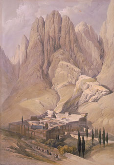 Monastère Sainte-Catherine en 1839 - Lithographie de David Roberts