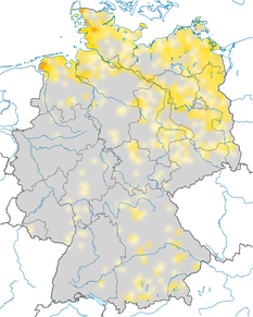 Karte zur Verbreitung des Schilfrohrsängers in Deutschland