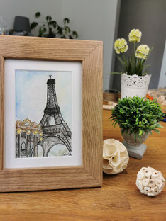 Eiffelturm, Art, Künstler, Aquarellbild, Wandbild, Aquarell, Malen, Celina Paul, Frankreich, Paris, Farbklecks