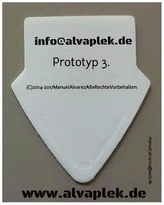 Alvaplek premium (Prototyp) Gitarrenplektrum, Manuel Alvarez Gitarrenpleks,www.alvaplek.de