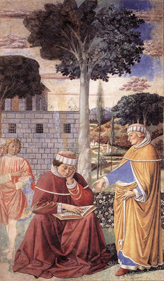  Augustin lisant Saint Paul - Benozzo Gozzoli (peintre de la Renaissance italienne) San Gimignano - cl WGA
