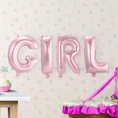 Folieballon GIRL roze 36 cm hoog € 4,95