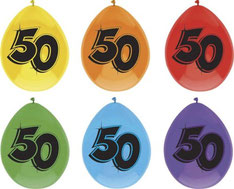 Ballonnen "50" 6 stuks € 2,25