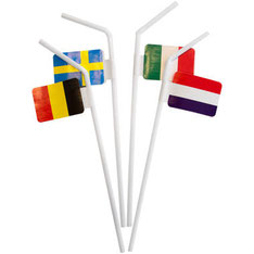 Rietjes met Europese vlaggen €1,95  10stuks