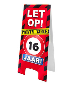 Waarschuwingsbord Party 16 jaar €6,99 karton afm.: 58x26 cm